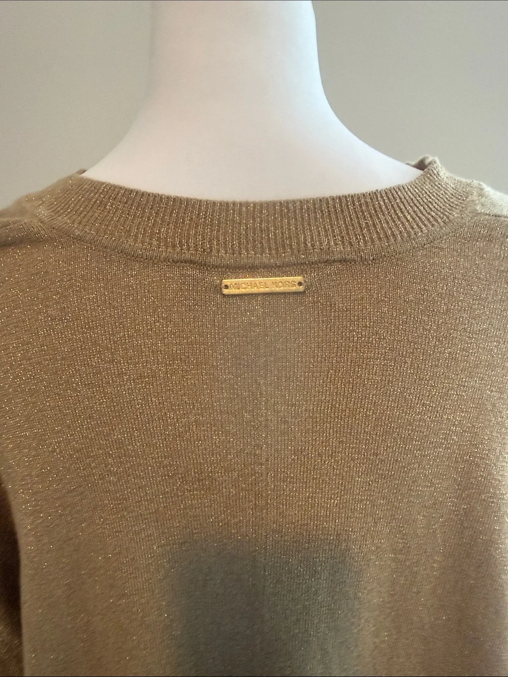Michael Kors Gold Metallic V-Neck Knit Cape